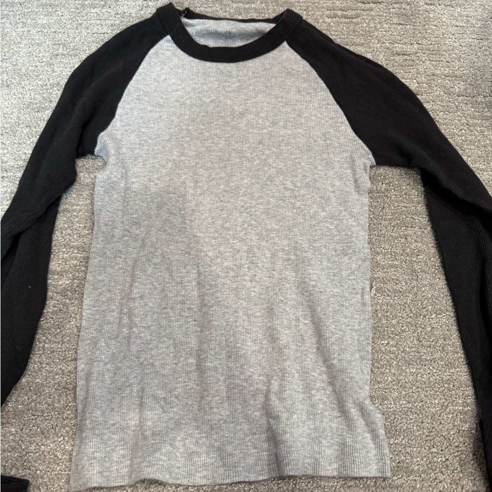 Gray and Black Brandy Melville  Long Sleeve Shirt